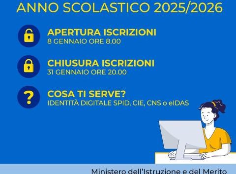 Iscrizioni scolastiche 2025/2026 dall’8 al 31 gennaio